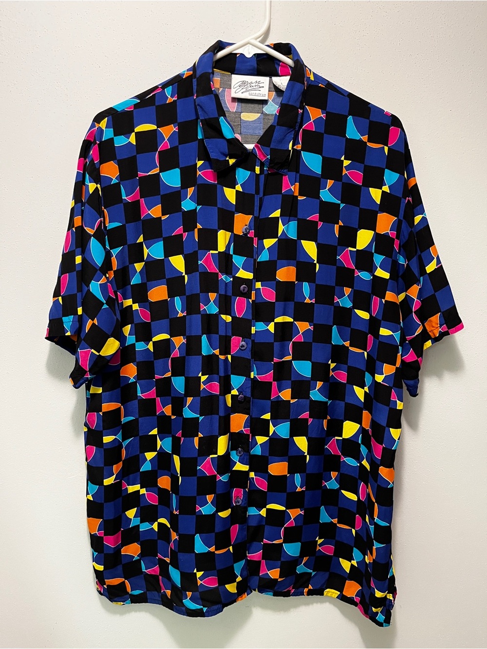 VTG Brass Plum Neon Shapes Button Down